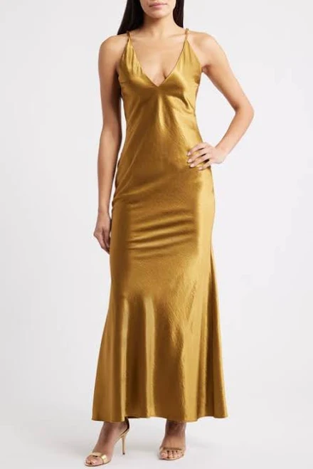 dress Lulus Zadie Bias Cut Satin Maxi Cocktail Slip Dress Nordstrom $73.5