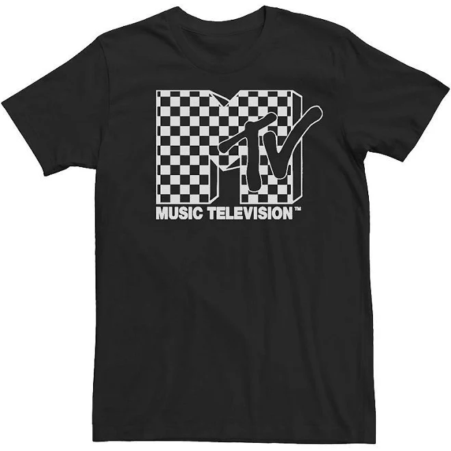 top Men's MTV Black and White Checker Logo Graphic T-Shirt Kohl's $16.86