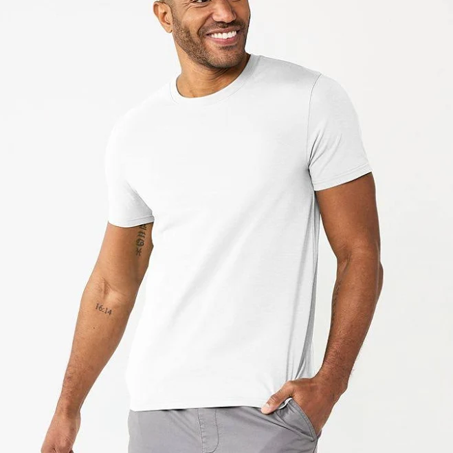 top Men's Sonoma Goods For Life Supersoft Essential Crewneck Tee, Size: Large, New White Kohl's $7.49