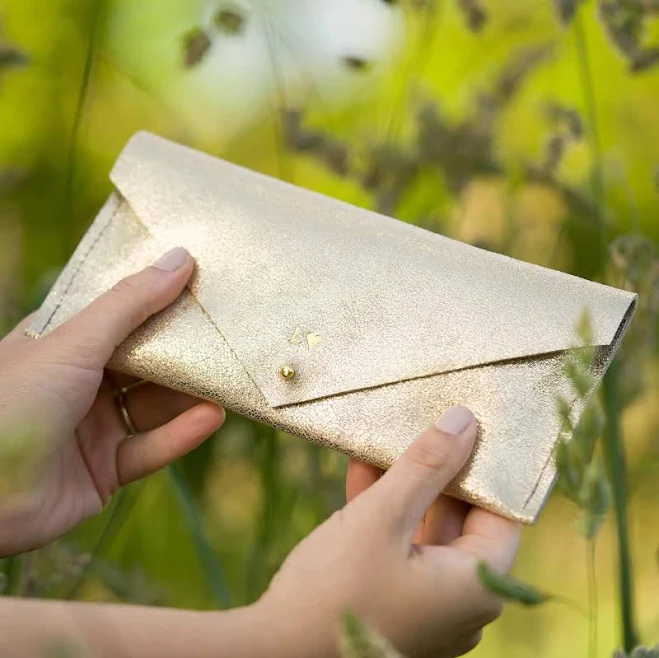 bag Metallic Leather Envelope Clutch Purse Etsy - studiolowen $39.82