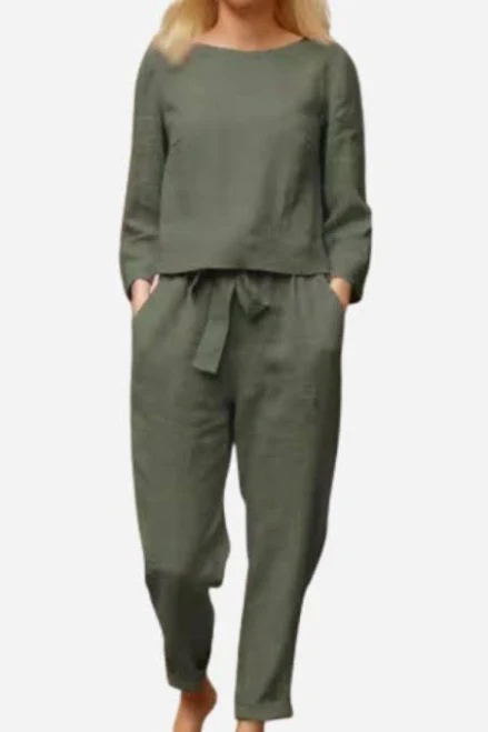 outfits North 100% Cotton Linen Monochrome 2 Piece Set North Fashion $50.99