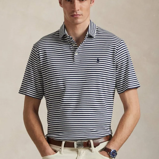top Polo Ralph Lauren Men's Classic Striped Cotton Polo Shirt Macy's $120