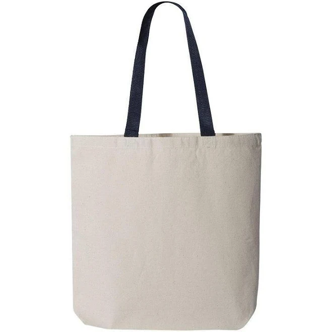 bag Q-Tees 11L Canvas Tote with Contrast-Color Handles, Natural And Navy Kohl's $13.99