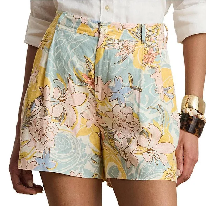 shorts Ralph Lauren Women's Floral-Print High Rise Pleated Shorts Dillard's $145