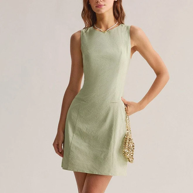 dress Rihoas Sleeveless Linen-Blend Sheath Dress with Side Tie Rihoas $19.99