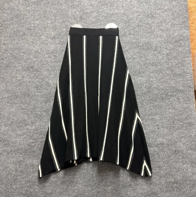 skirt S-tory. Black And White Striped Knit Midi Skirt With Asymmetrical Hem eBay $29