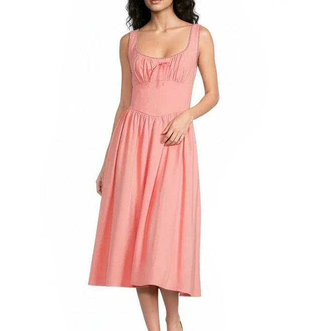 dress Skies Are Blue Sweetheart Neck Sleeveless Ruched Tie Front Midi Dress Dillard's $99