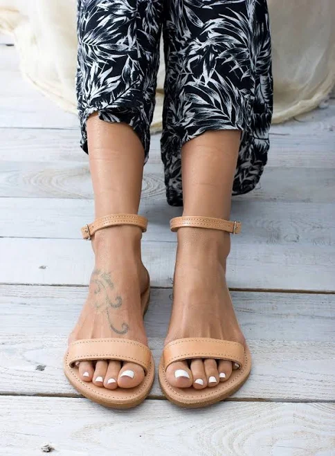 shoes Sleek Fit Leather Ankle Strap Sandals Etsy - GreekLeatherLab $57.39