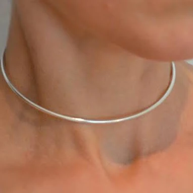 accessory Sterling Silver Round Neck Cuff Necklace Etsy - SelaSage $94