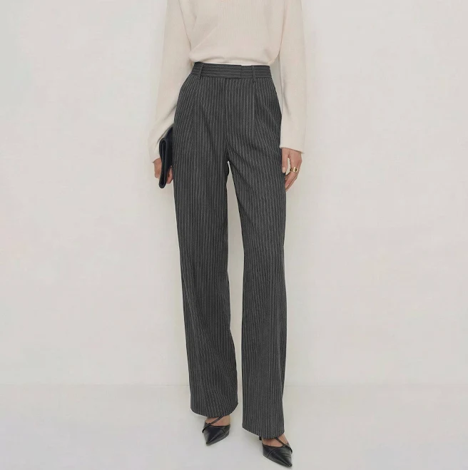 pants Tailored Classic High- Wasited Striped Straight Leg Woven Pants New York & Company $39.99