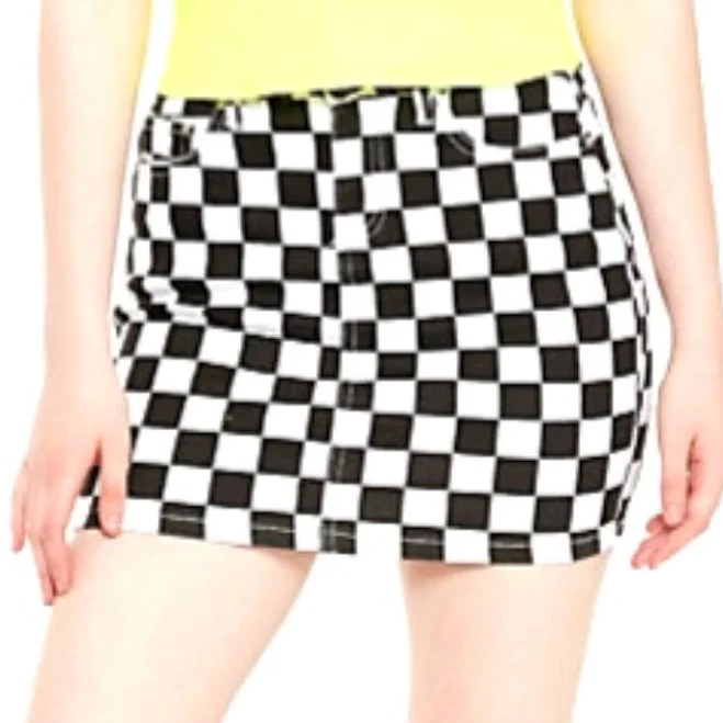 skirt Tinsel Checkered Denim Miniskirt Poshmark $22