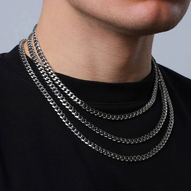 accessory Twistedpendant Men's Silver Cuban Chain Necklace Etsy - Twistedpendant $20.34