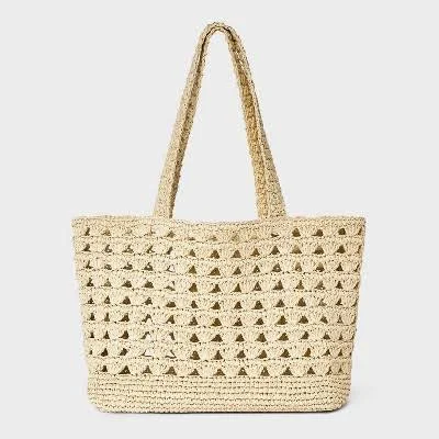 bag Universal Thread Straw Scallop Woven Tote Handbag Target $22.4