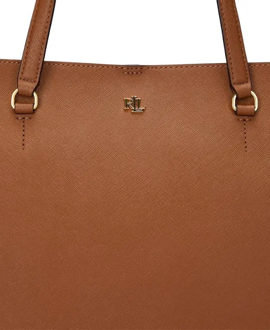 bag women Lauren Ralph Lauren Karly Crosshatch Leather Large Tote Macy's $295