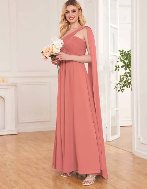 dress Ximena Unique Empire Flowing Strap Maxi Bridesmaid Dress Pomuyoo $89