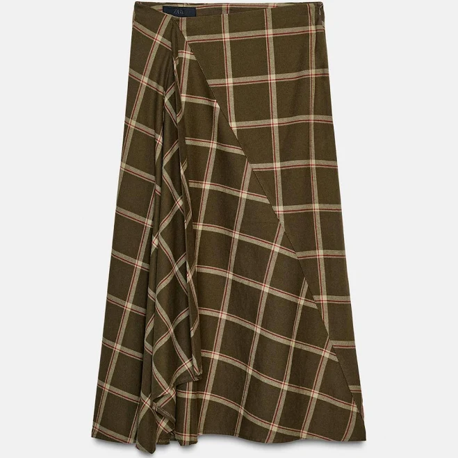 skirt Zara Plaid Ruffled Midi Skirt Zara USA $59.9