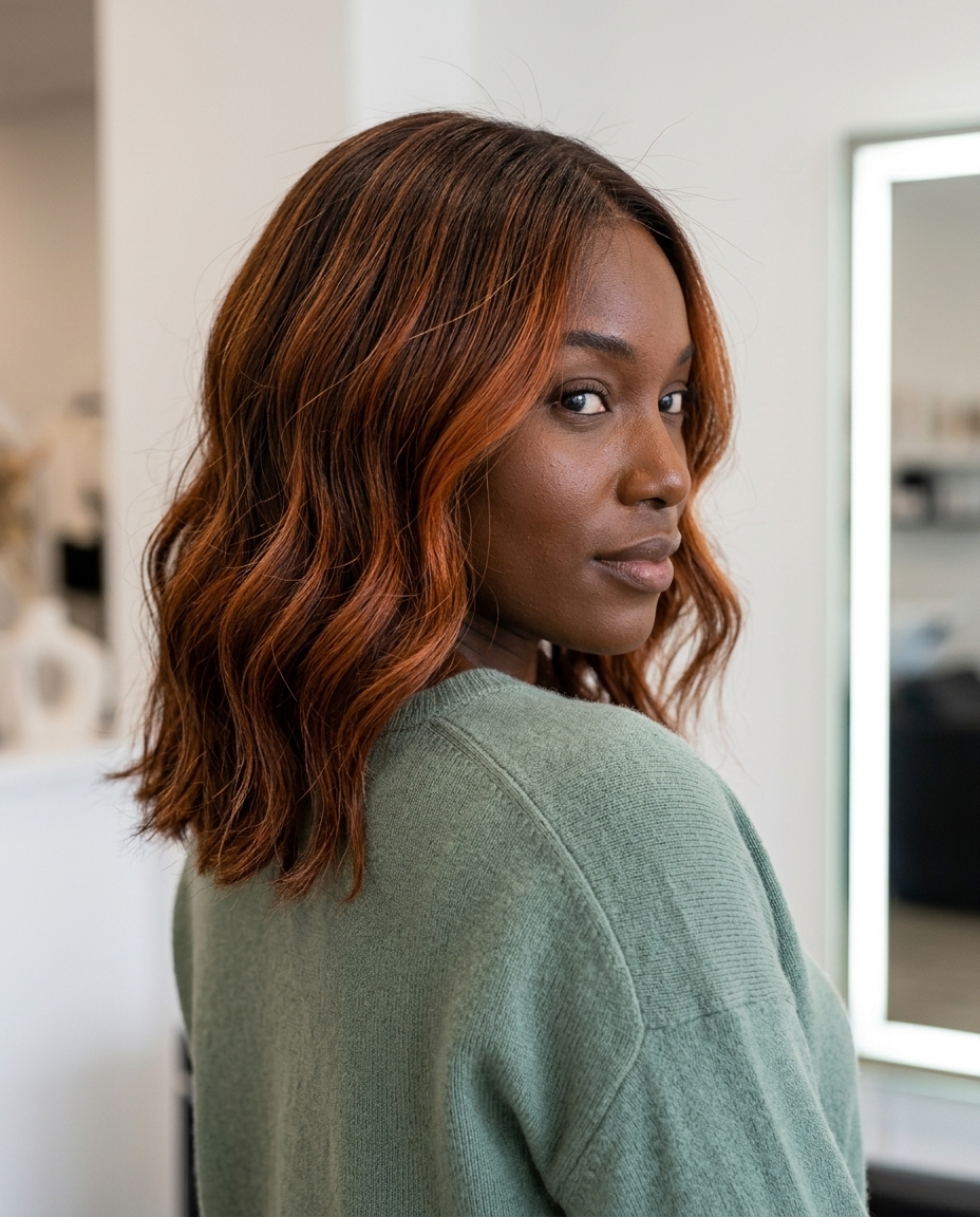 Raw Cinnamon Balayage 2026 long raw cinnamon balayage with warm amber, sun-kissed effect β natural earthy effortless