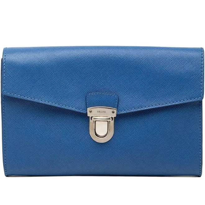 Prada Saffiano Envelope Pushlock Clutch Bag