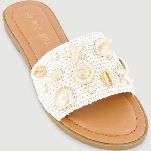 Women's Metallic Seashell Slide Sandals