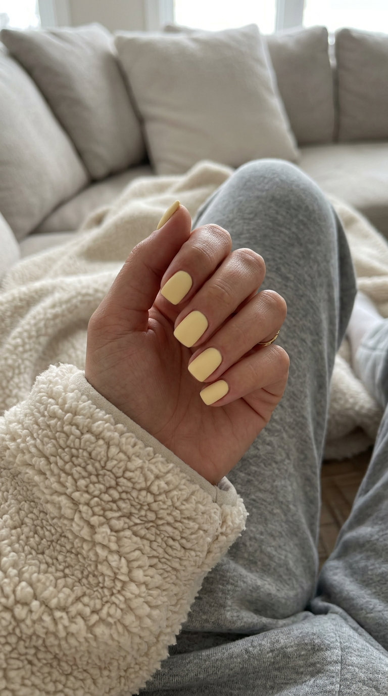 Velvet Sunshine Nails 2026 - Matte Summer Style Velvet Sunshine simple short summer nails 2026 for everyday summer wear, workwear, or casual outings. Sophisticated and unique.