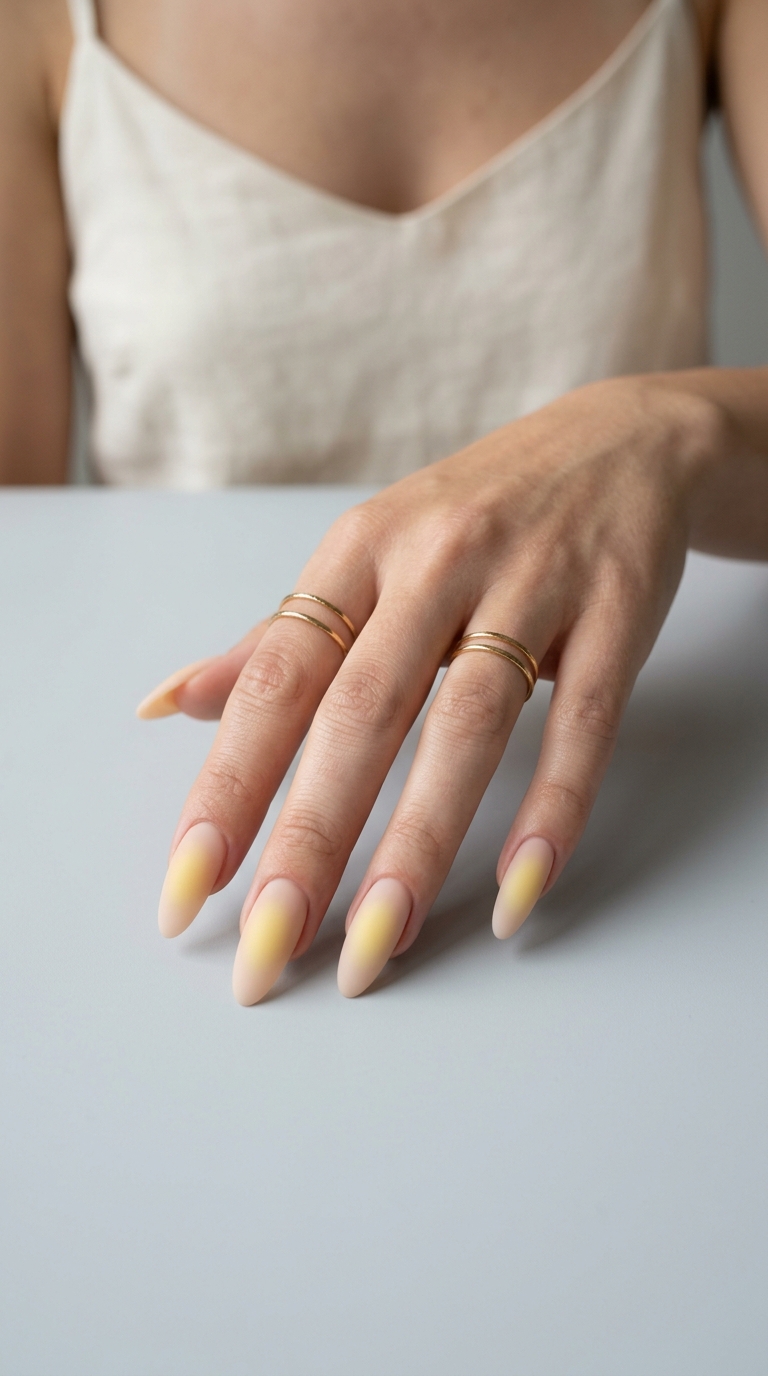Butter Yellow Aura Short Round Nails 2026 Butter Yellow Aura Short Round nails for solid summer nails 2026. Whimsical & soft.