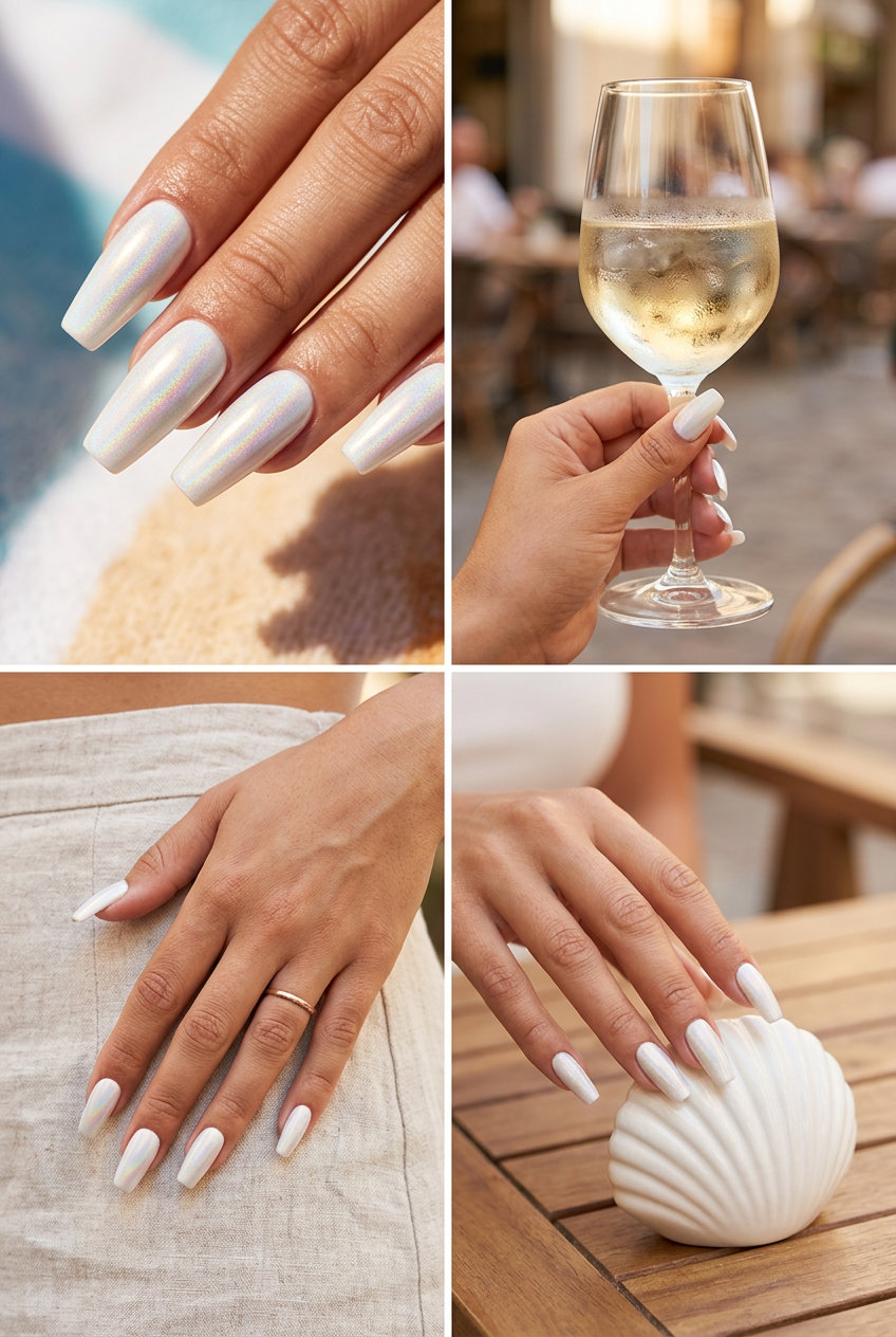 Summer Classy Nails 2026: Grey Cat-Eye Statement Sophisticated Grey Cat-Eye Shift nails for summer classy nails 2026. Sultry holographic shift for parties.