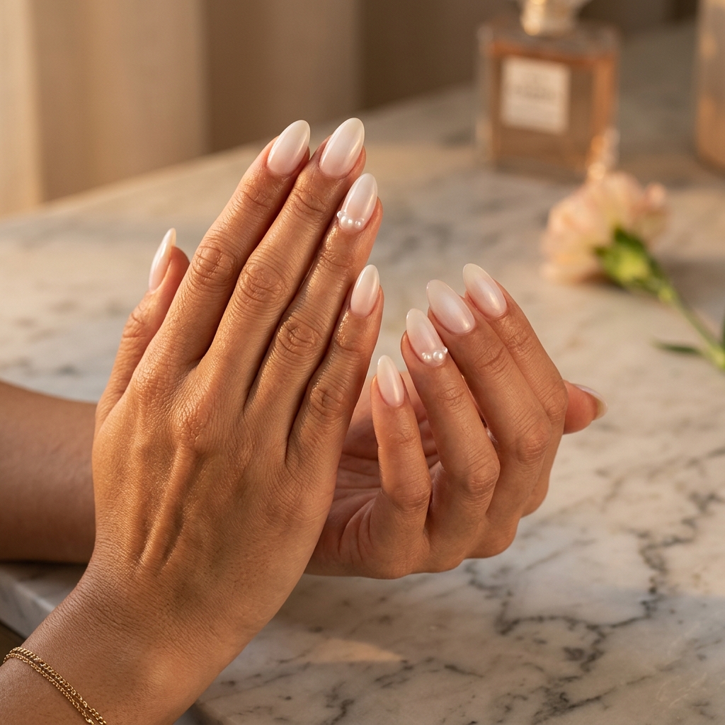 Summer Classy Nails 2026: White Aura Almond Dreams Ethereal white aura almond nails for summer classy nails 2026. Sophisticated wedding guest & brunch style.