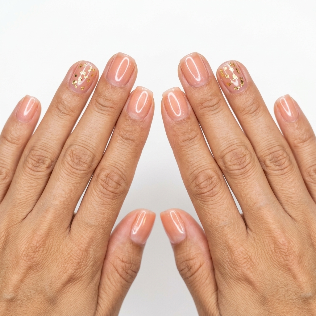 Golden hour peach accents with gold foil, elegant for summer colorful nails designs 2026 dates.