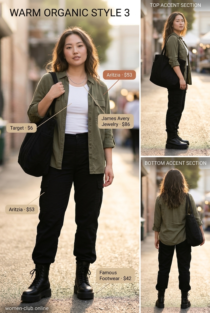 Olive green cargo jogger pants set for women 2026, ideal for casual day outs and travel.