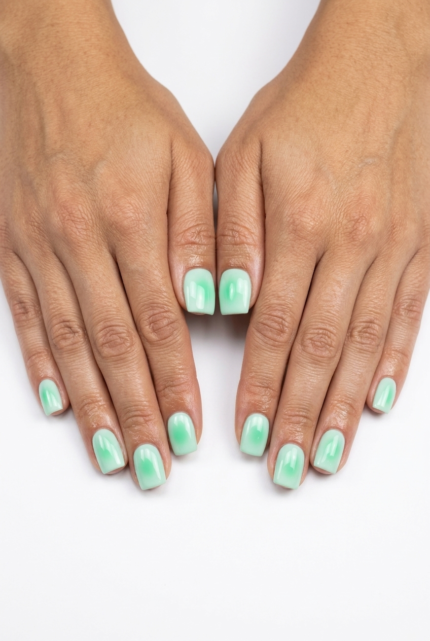 Pastel Mint Aura Nails 2026: Dreamy Style Pastel mint green aura nails, a dreamy summer nail color for festivals and casual outings.