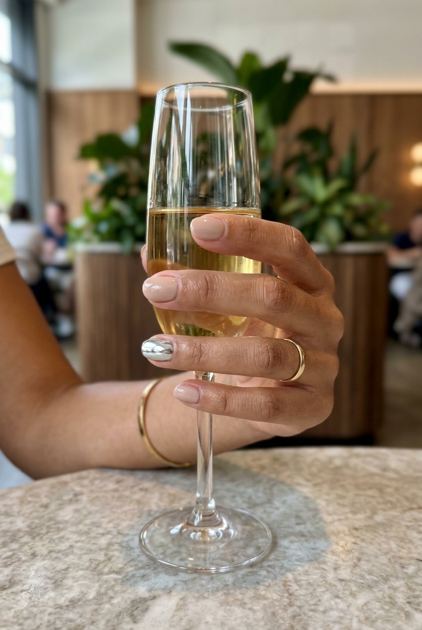 Nude Chrome Accent Nails 2026 | Minimalist Chic Nude Chrome Accent Short Round nails for summer nail manicure ideas 2026. Minimalist chic for work and daily wear.