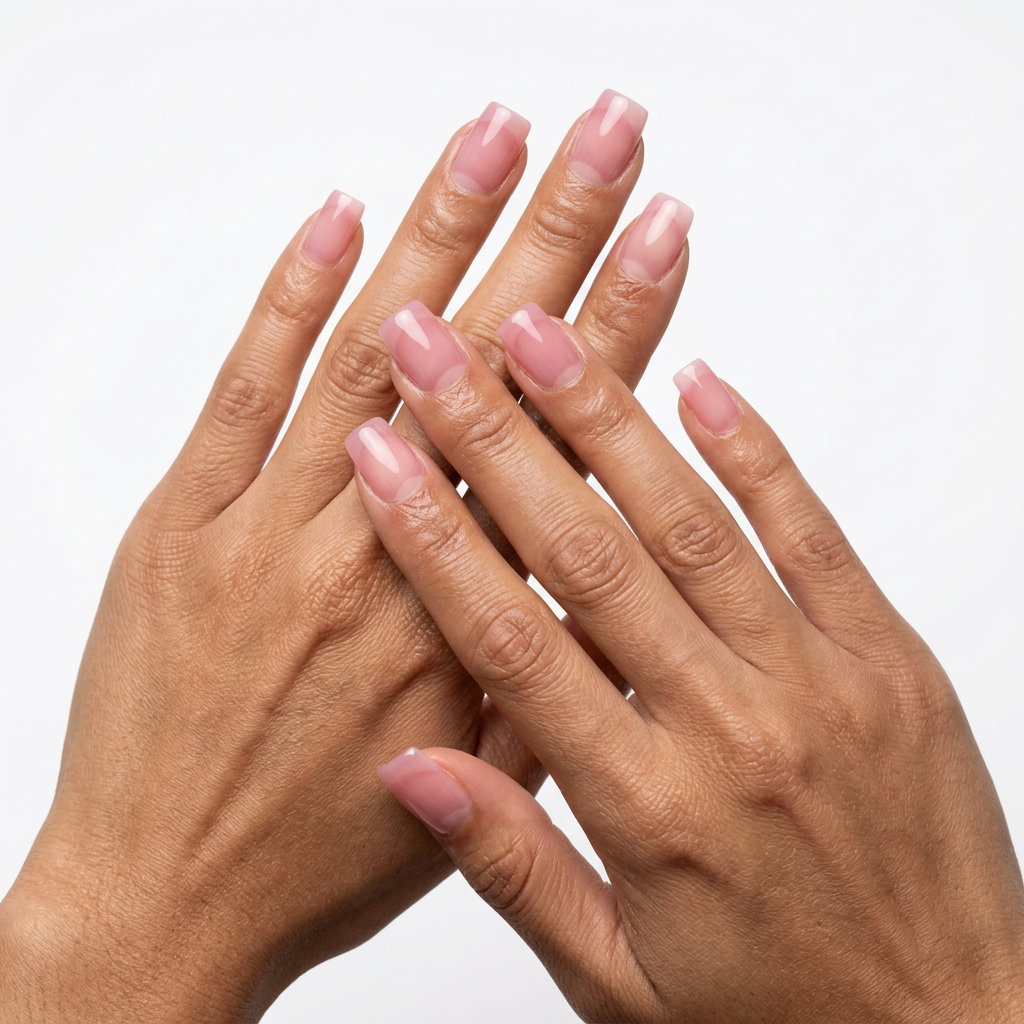 Sheer pink jelly reverse French square nails for summer 2026, romantic for weddings and date nights.