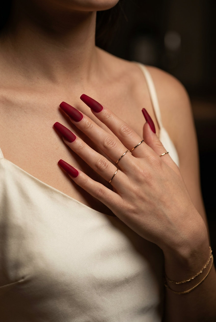 Cherry Bomb Mattes | Summer Vibes Nails 2026 Sultry matte cherry bomb coffin nails for summer vibes nails 2026.