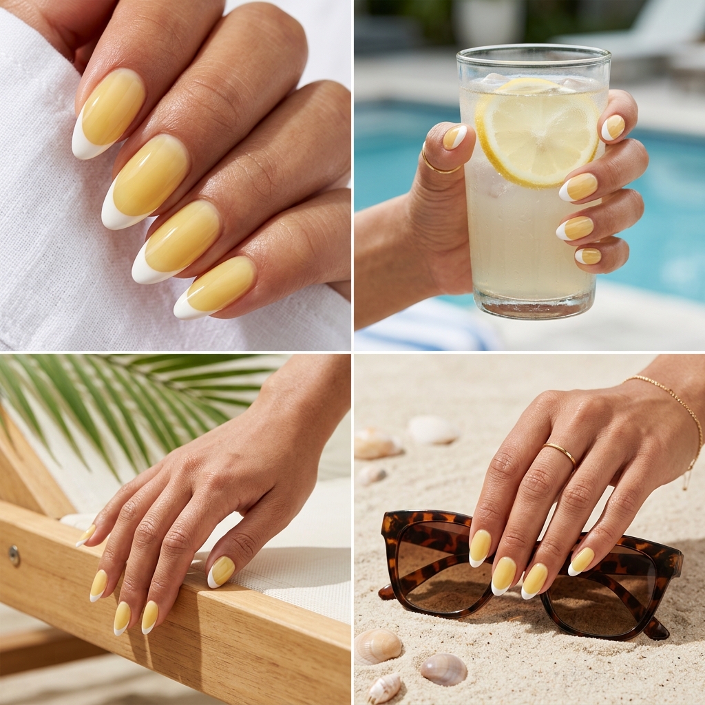 Butter Yellow Jelly French 2026: Playful Summer Nails Butter yellow jelly French tips for trending summer nails 2026, ideal for vacation or casual outings.