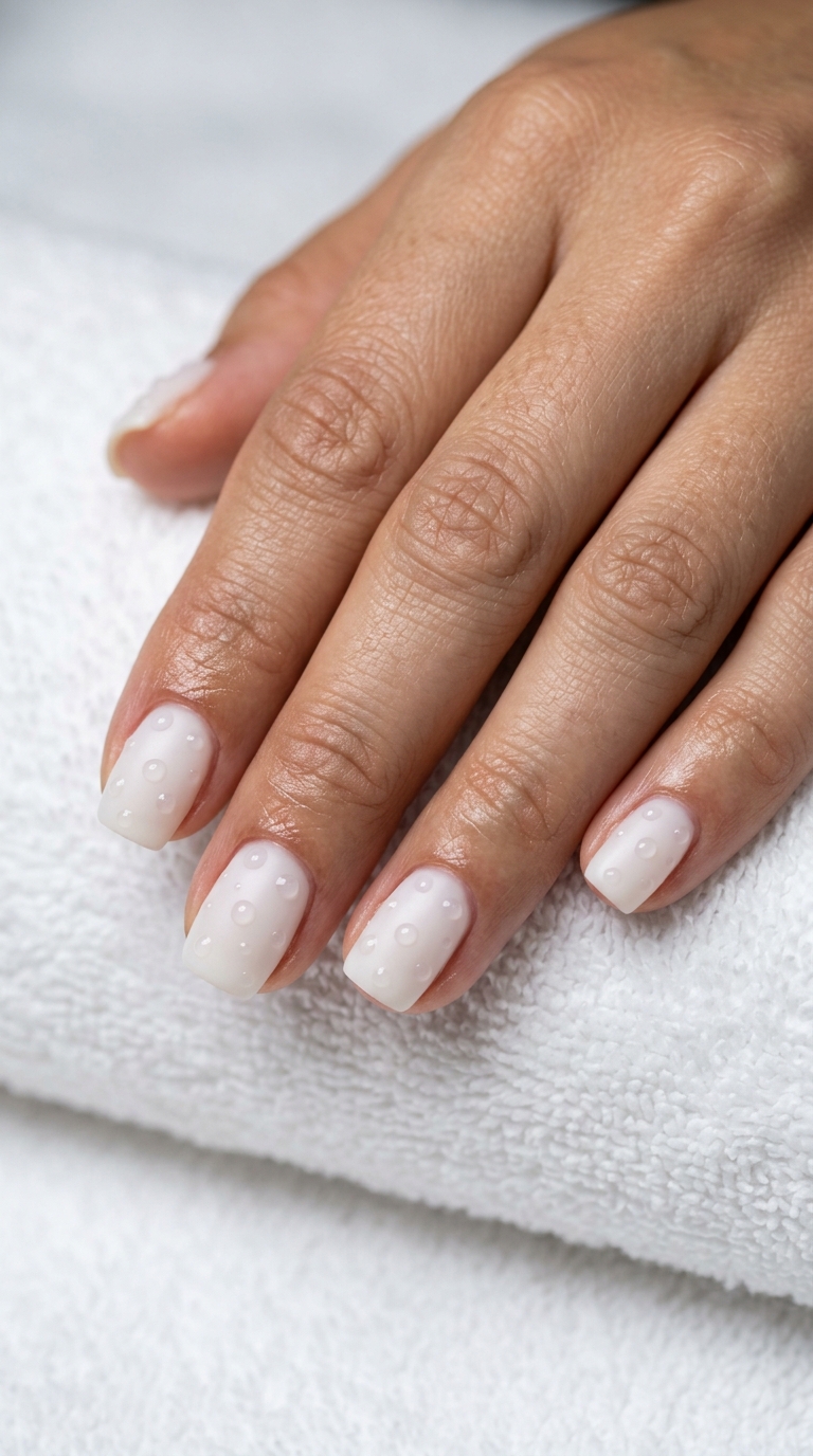 Milky Glazed Dots 2026: Minimalist Summer Nails Milky glazed dots for trending summer nails 2026, perfect for daily wear and a clean-girl aesthetic.