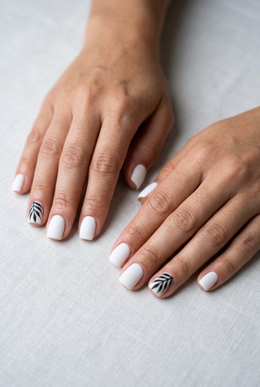Abstract Palm Leaf Square nails for tropical nail designs 2026, ideal for daily wear and work.