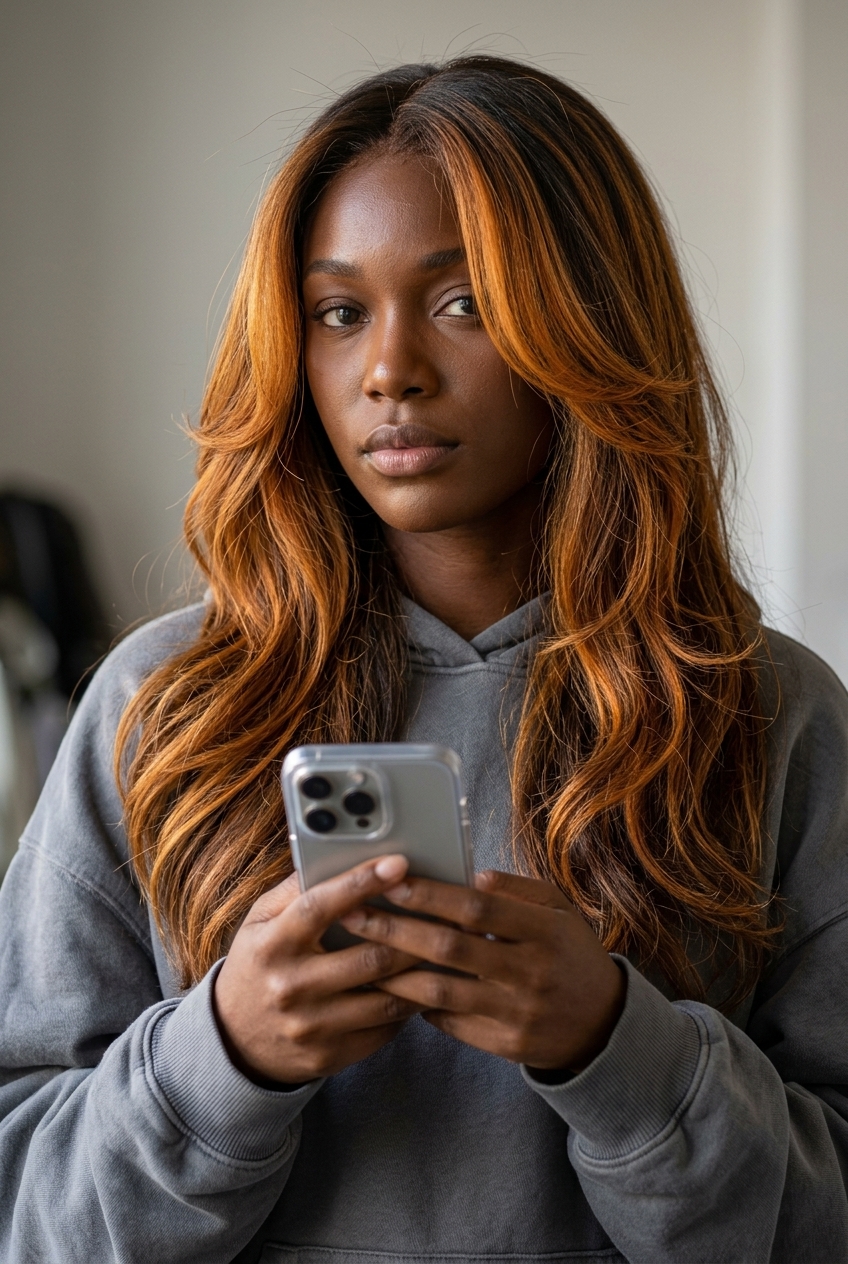 long layered haircut with wildflower amber honey balayage for bohemian style