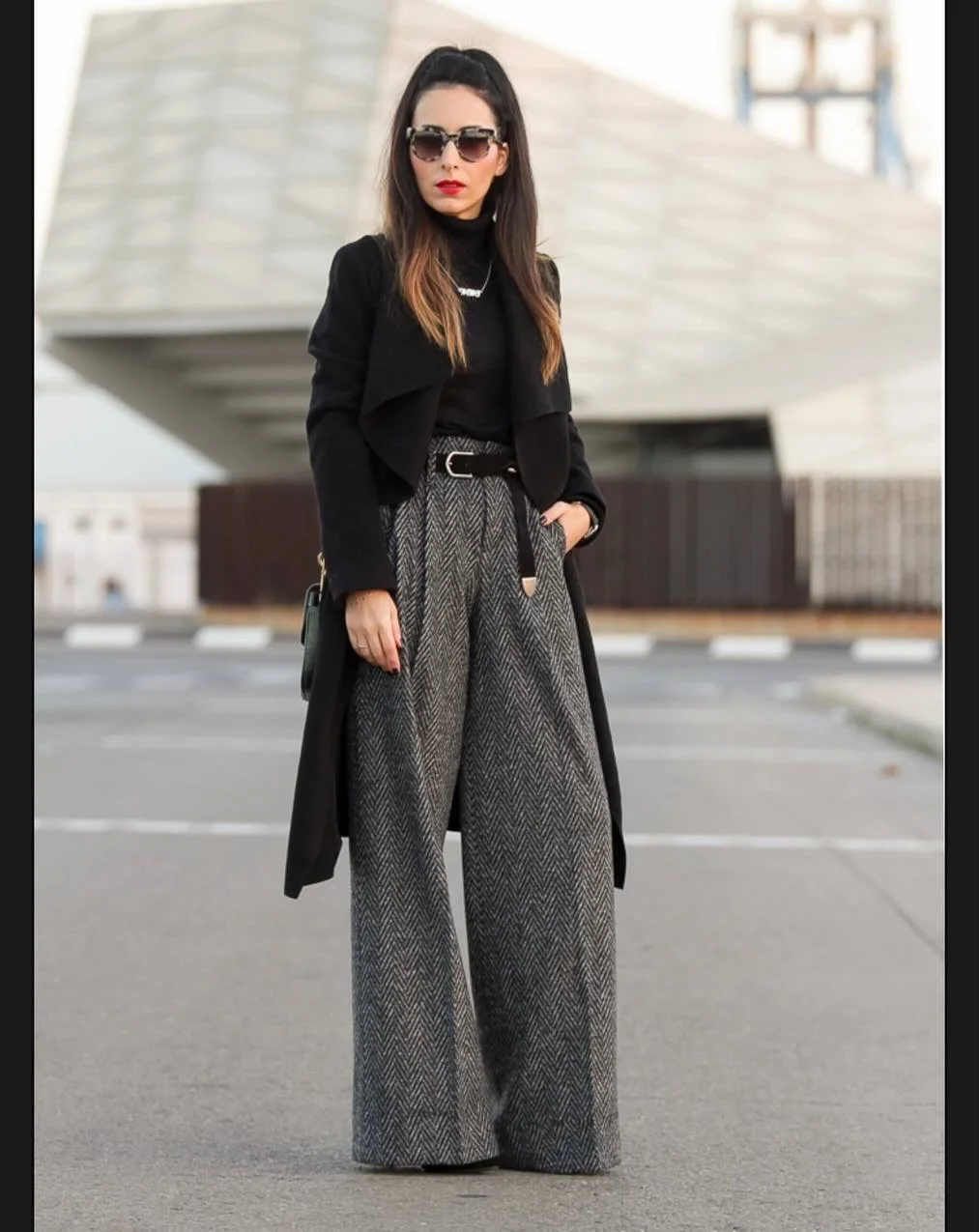 all pants outfits for women 2026 Grey Plaid Wide-Leg Pants With City Chic Energy