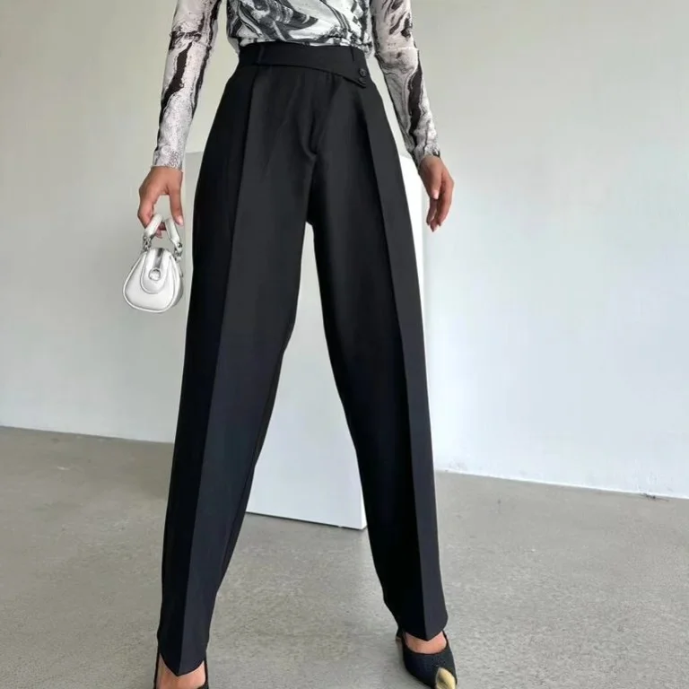 all pants outfits for women 2026 Sharp Black Formal Trousers for Elevated Evenings