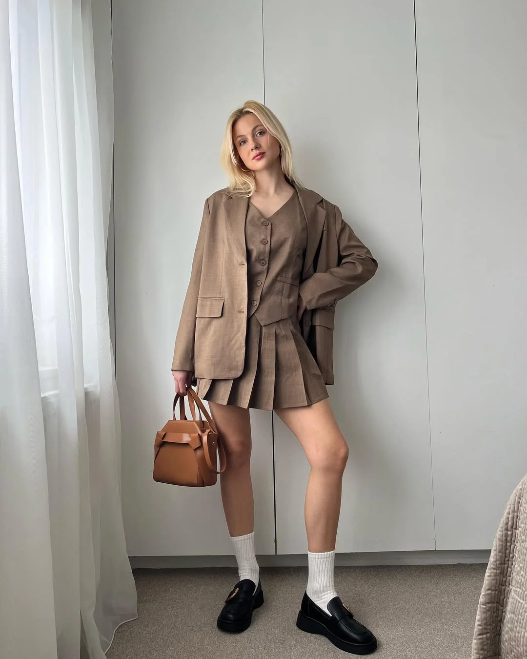 back to school outfits 2026 Preppy Tailoring Meets Modern Mini Skirt Confidence