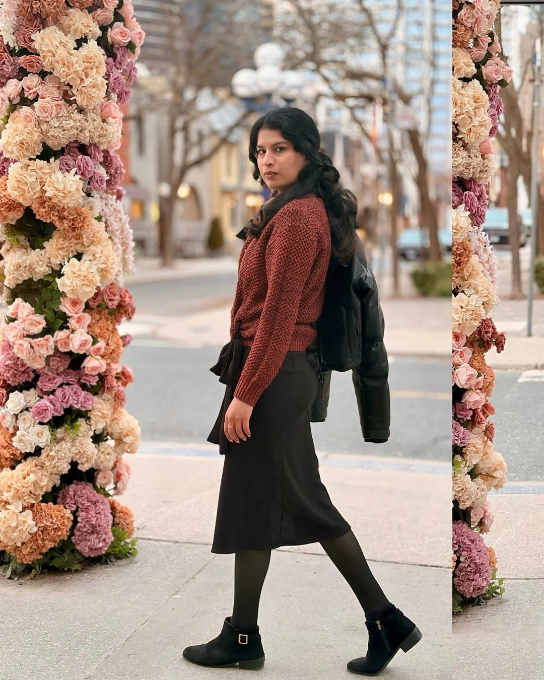 boho chic fall outfits 2026 Soft Knitwear Meets an Elegant Autumn Skirt