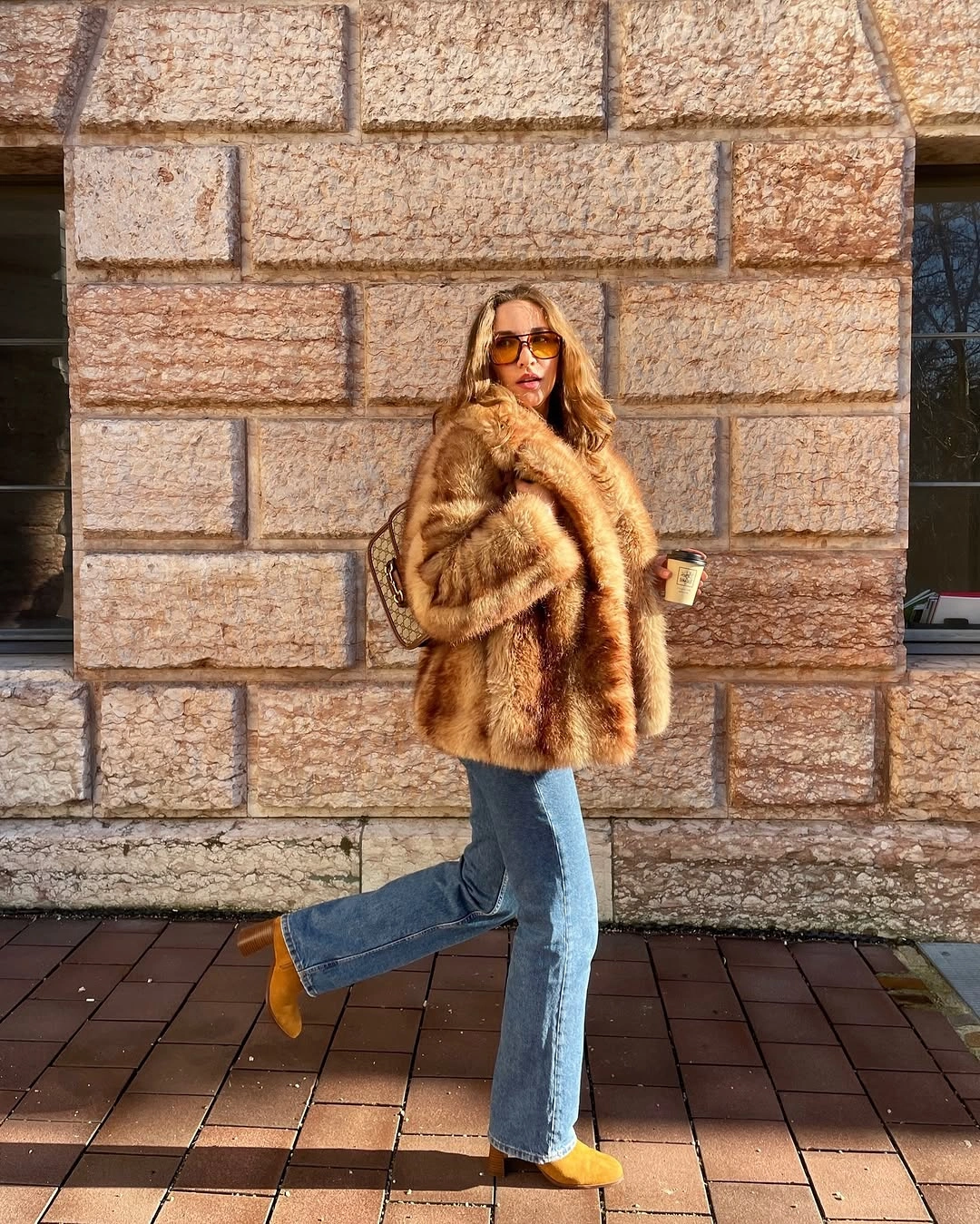 boho chic fall outfits 2026 Vintage Faux Fur with Modern Bohemian Denim