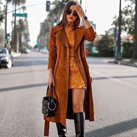 boho chic fall outfits 2026 Rich Suede Coats that Elevate Autumn Dresses