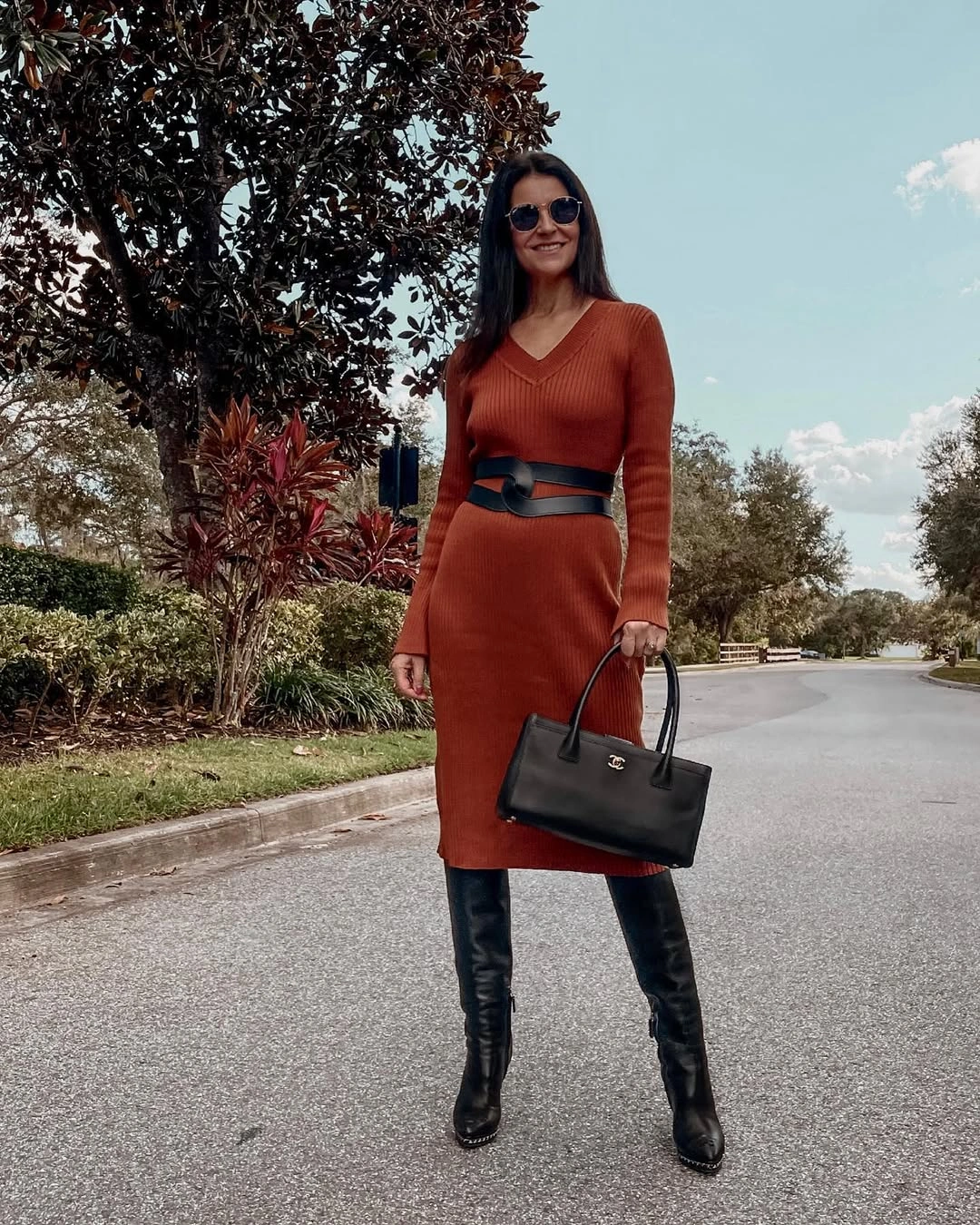 boho chic fall outfits 2026 Rust Knit Dresses That Celebrate Autumn Colors