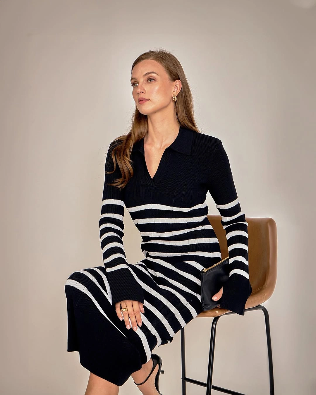 comfy fall outfits 2026 Striped Knit Dress For Polished Fall Comfort