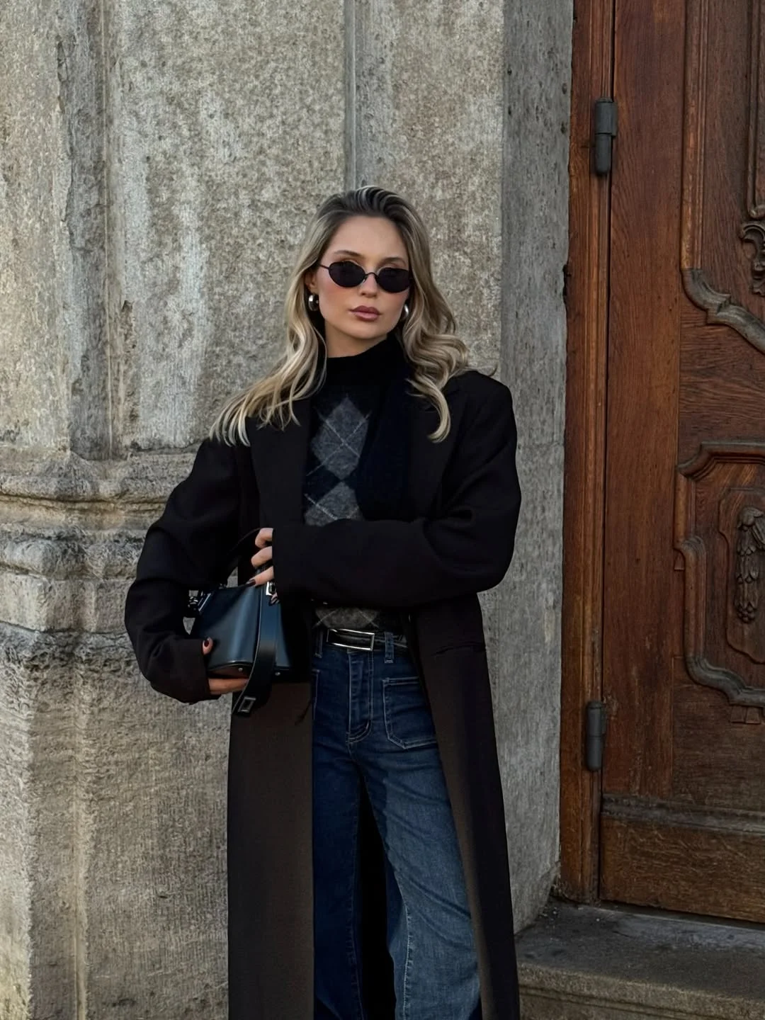 cozy chic fall outfits for 2026 Argyle Knitwear Meets City Sophistication