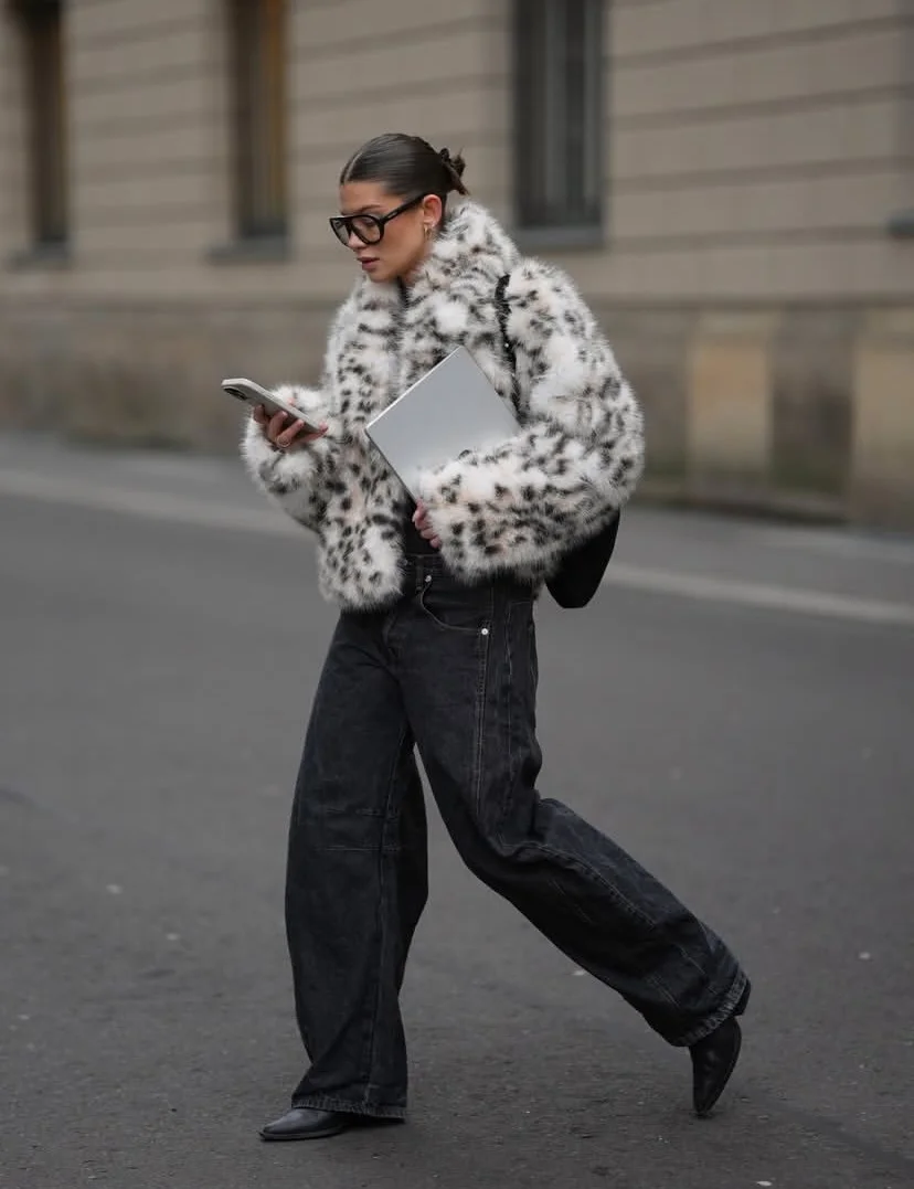cute fall outfits docs 2026 A Faux Fur Jacket Instantly Elevates Relaxed Denim