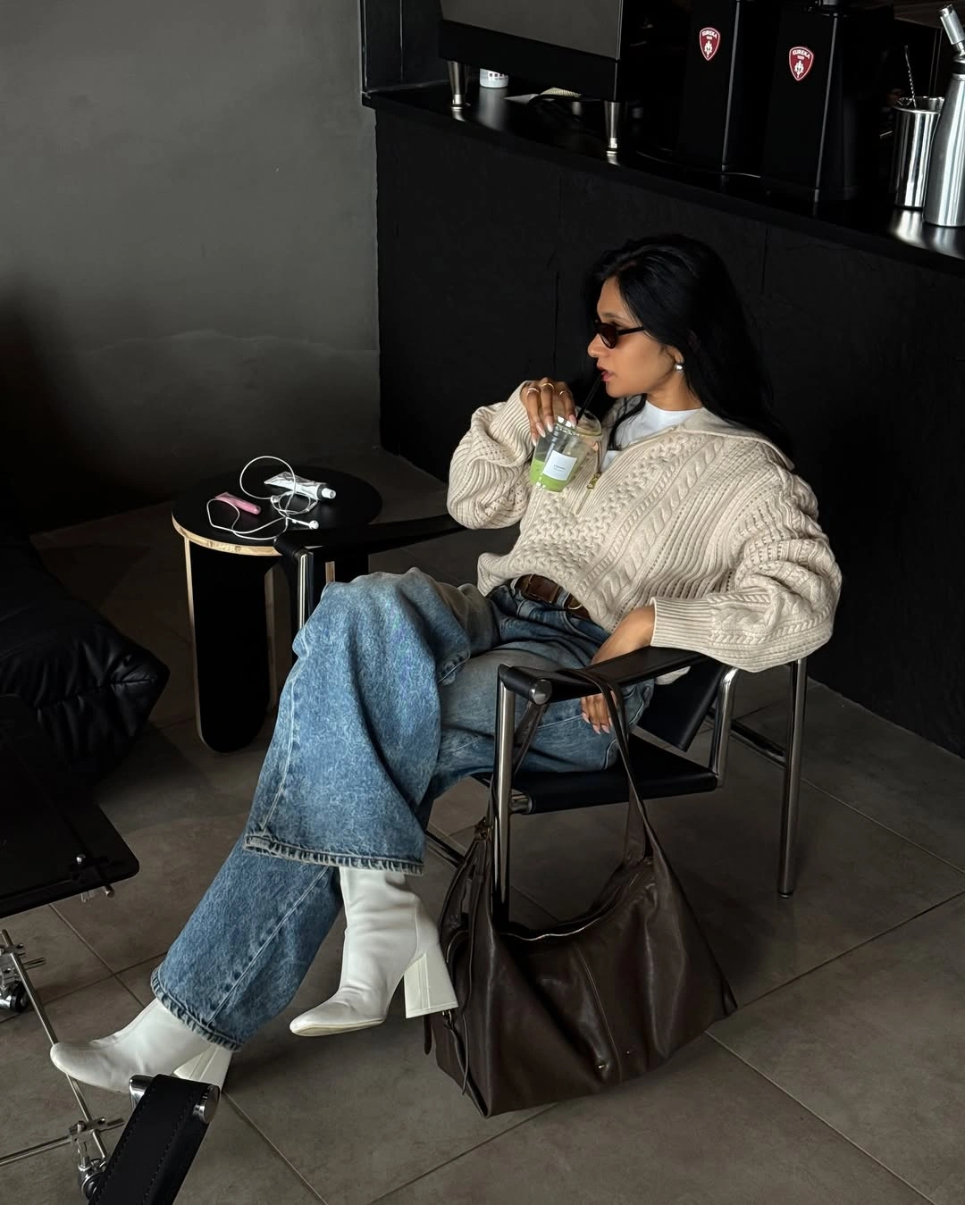 early fall outfits 2026 Cable Knit Sweaters And Relaxed Denim For Cozy Coffee Mornings