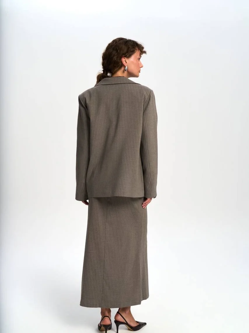 elegant fall office outfits 2026 The Pinstripe Suit and Skirt Set Redefining Power Dressing