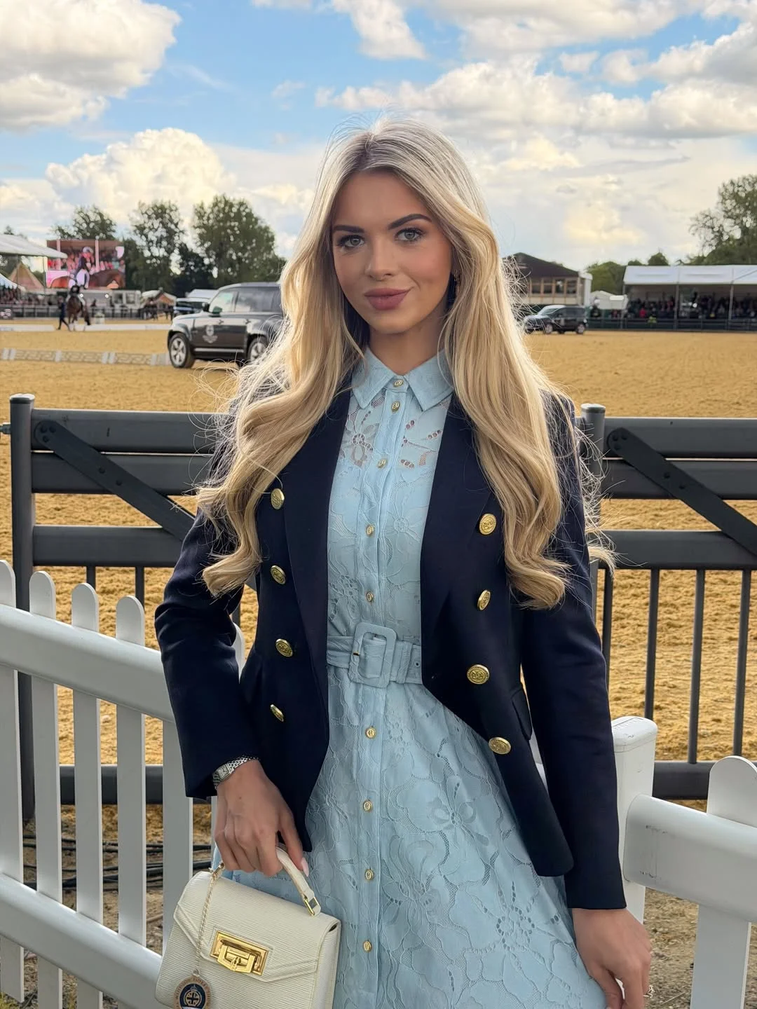 elegant fall office outfits 2026 The Navy Blazer and Lace Dress Combination That Feels Timeless